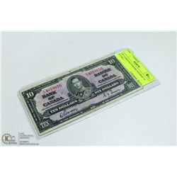 1937 GORDON/TOWERS GEORGE VI $10 BILL