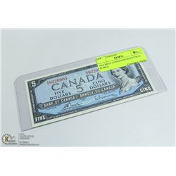 1954 MINT CONDITION BOUEY/RAS $5 BILL