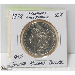 1878-7 TAIL FEATHERS-THIRD REVERSE 90% SILVER