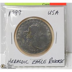 1799 HERALDIC EAGLE REVERSE SILVER DOLLAR REPLICA