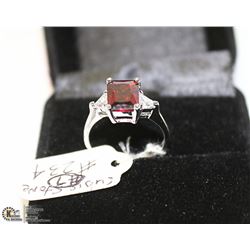 STERLING SILVER RING WITH RUBY