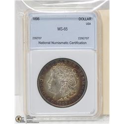 1896 MS-65 90% SILVER MORGAN DOLLAR WITH