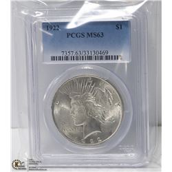 1922 PCGS MS-63 90% SILVER MORGAN DOLLAR