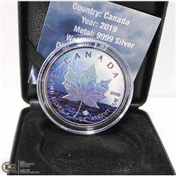 2019 SILVER MAPLE LEAF HOLOGRAM #45/100 .9999