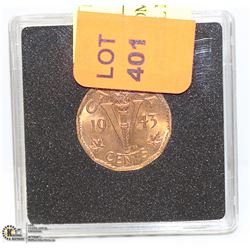 1943 TOMBAC BRASS CANADA V NICKEL MINT STATE