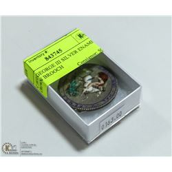 C.1810 GEORGE III SILVER ENAMEL CROWN BROOCH