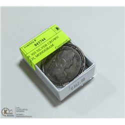 1673 GB .925 SILVER CROWN BROOCH, MONOGRAM