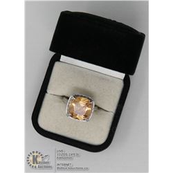 MORGANITE HALO FANCY FILIGREE STERLING RING- SZ 5