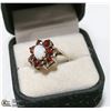 Image 1 : GARNET AND OPAL STERLING SILVER RING SIZE 5 1/2