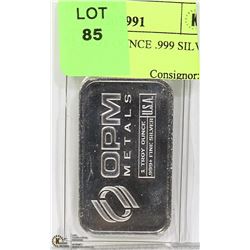 US OPM 1 TROY OUNCE .999 SILVER BAR