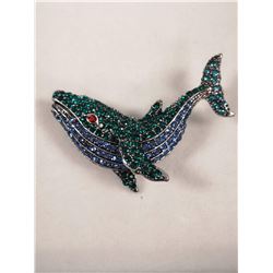 WHALE SHAPE RHINESTONE BROOCH