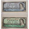 Image 1 : 1954 CANADIAN $5 & $1- EXTREMELY RARE RADAR NOTES