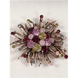 FLORAL RHINESTONE BROOCH