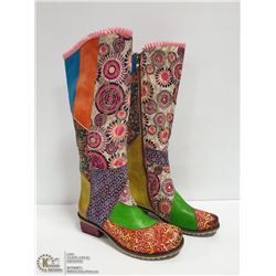 PAIR OF 3/4 LENGTH DESIGNER PATCH WORK BOOTS