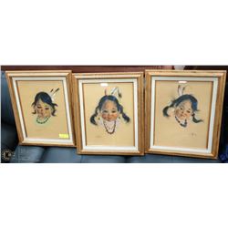 3 ORIGINAL GERDA CHRISTOFFERSEN 1917-2012 PASTEL