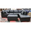 Image 1 : NEW BLACK LEATHERETTE SECTIONAL WITH OTTOMAN