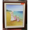 Image 1 : UNTITLED OIL ON CANVAS "FAMILY BY THE BEACH' SIGN