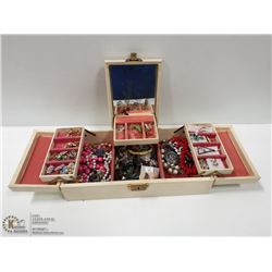 1970'S JEWELLERY BOX WITH  FOLD OUT DRAWERS AND