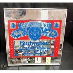 80'S BUDWEISER BEER MIRROR SIGN 1FT X 1FT