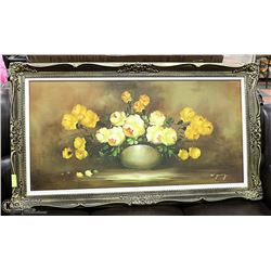 LARGE ORIGINAL OIL IN CANVAS FRAMED FLOWER PICTURE