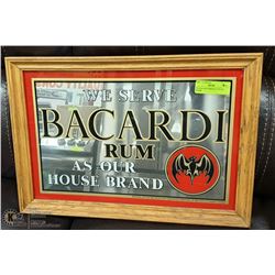 70'S BACARDI MIRROR IN WOOD FRAME 20" X 14"