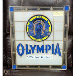 GLASS OLYMPIA 70'S SIGN 16" X 18"