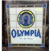 Image 1 : GLASS OLYMPIA 70'S SIGN 16" X 18"