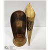 Image 1 : BRASS CANDLE HOLDER WITH BRASS FLOWER CONE VASE