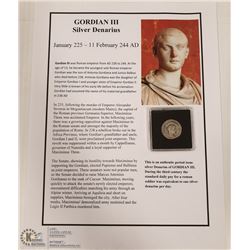 AUTHENTIC GORDIAN III SILVER DENARIUS 244AD