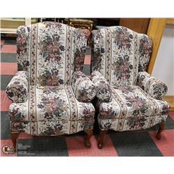 PAIR OF FLORAL FABRIC ARM CHAIRS
