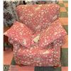 Image 1 : RED NAILHEAD FABRIC ARM CHAIR