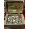 Image 1 : WOOD CHEST OF BROOCHES AND PINS