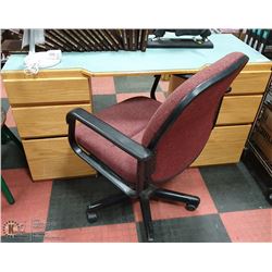 OAK DESK WITH CHAIR 55" X 21" X 30"