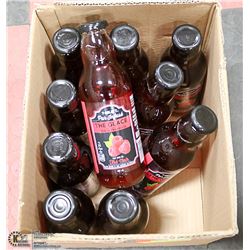 BOX WITH 10 GLASS 591ML BOTTLES OF RASPBERRY
