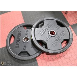 LOT WITH 2 HAMMER STRENGHT 45LBS WEIGHTS