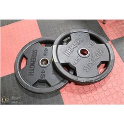 LOT WITH 2 HAMMER STRENGHT 45LBS WEIGHTS