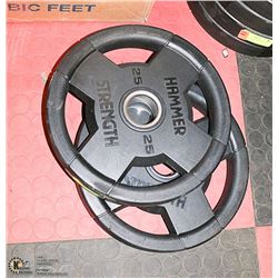 LOT WITH 2 HAMMER STRENGHT 25LBS WEIGHTS