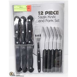 NEW 12PC STEAK KNIFE & FORK SET