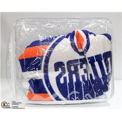 OILERS PLUSH BLANKET THROW IN BAG