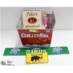 MAN CAVE LOT ALL TOGETHER CHILLER BIN, BOTTLE