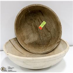 ANTIQUE WOOD BREAD BOWLS LARGE AND MEDIUM