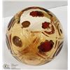 Image 2 : VINTAGE AMBER & RUBY BOHEMIAN FOOTED ROUND VASE