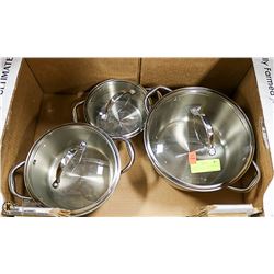 TRAMONTINA ST. STEEL 3 POT SET 3 DIFFERENT SIZES