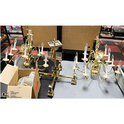 LOT OF 3 BRASS TONE CHANDELIERS