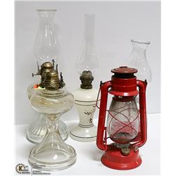 LOT OF 5 OIL AND BARN LANTERNS AS-IS