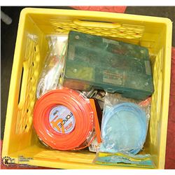 YELLOW CRATE OF SHOP SUPPLIES