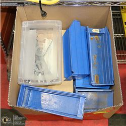BOX OF HARDWARE ORGANIZERS