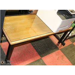 WOOD SOFA TABLE WITH GLASS TOP 47" X 18" X 18"
