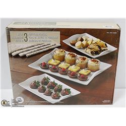 NEW OVER & BACK 3 PC PORCELAIN PLATTERS SET