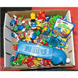 FLAT OF TOYS M&M'S , PEZ AND MORE